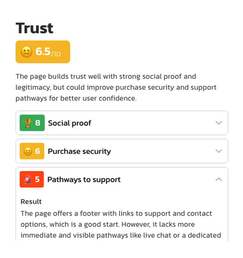 Combined screenshot/animation showing multiple audit criteria categories and a rapid scanning process